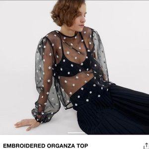 ZARA EMBROIDERED ORGANZA TOP